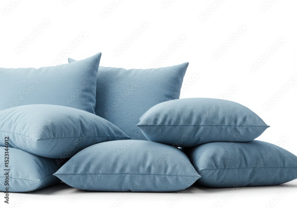 Obraz premium Pile of light blue pillows on white background