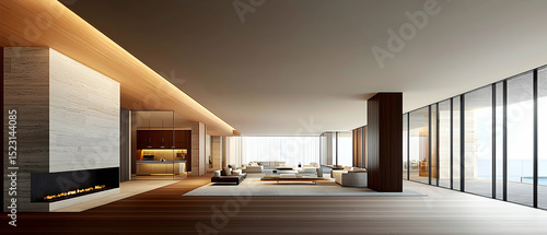 Modern Interior Design Living Room With Large Windows