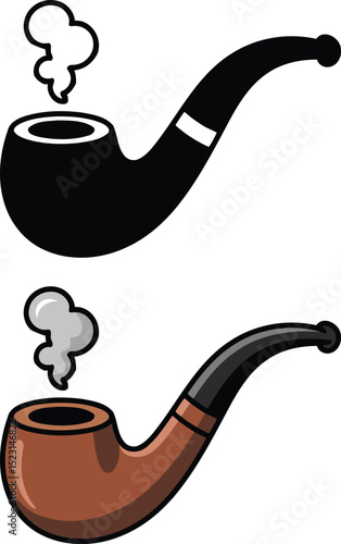 Set of Cartoon Smoking Pipes in Black and Brown