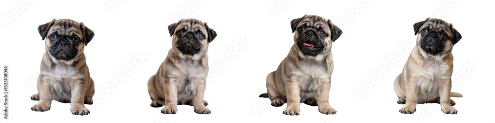 Pug puppy sitting isolated on white Pug puppy sitting isolated on white