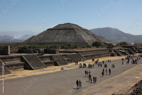View of Ancient ruins of the Aztec and Pyramids at Teotihuacan, Mexico