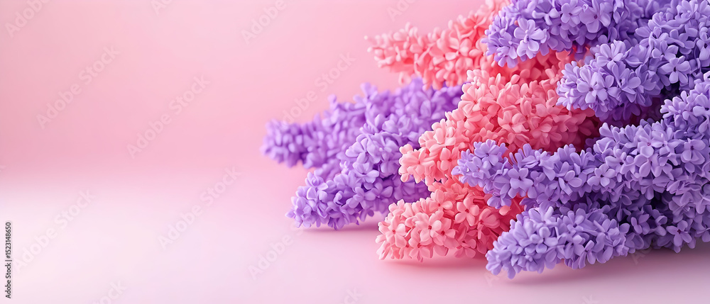 Fototapeta premium Pastel Pink And Purple Flowers Arrangement