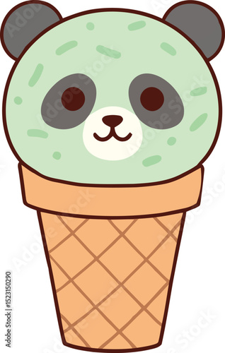 Adorable cartoon panda ice cream cone sweet treat dessert summer delight