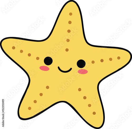 Adorable cartoon starfish with a happy expression simple isolated vector illustration