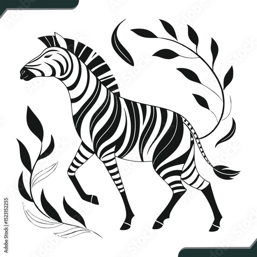 Flat Vector Illustration of a Standing Zebra Simple Colorful Design for Various Creative Projects