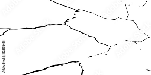 A close-up, high-contrast black and white photograph showcasing a network of intricate cracks, resembling a dried-up surface, shattered glass, or a distressed texture. The lines are sharp and angular.