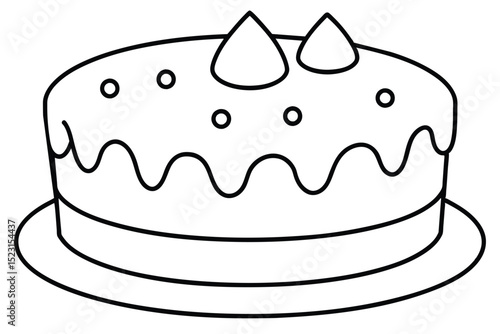 Delicious Cake A Simple Line Drawing Illustration