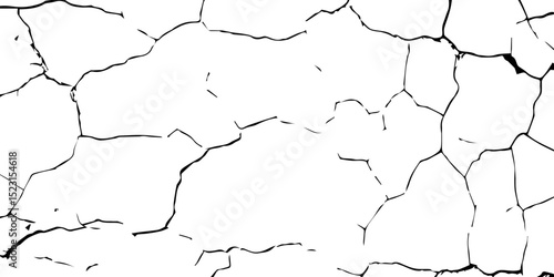 A close-up, high-contrast black and white photograph showcasing a network of intricate cracks, resembling a dried-up surface, shattered glass, or a distressed texture. The lines are sharp and angular.