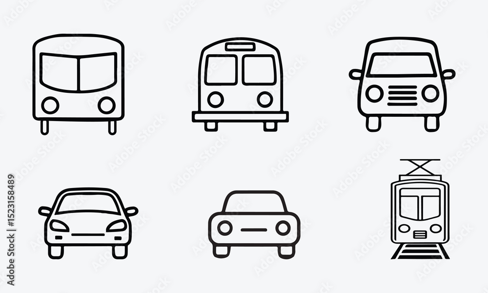 Traffic & Transit Icon Set of Line and Vector Style on White Background Traffic & Transit Icon Set of Line and Vector Style on White Background