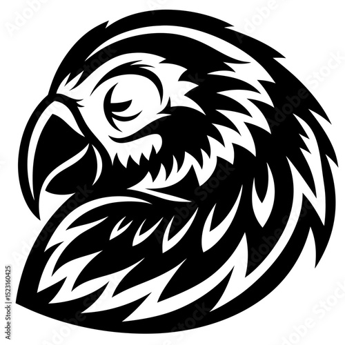 Tribal Macaw Bird Head Illustration
