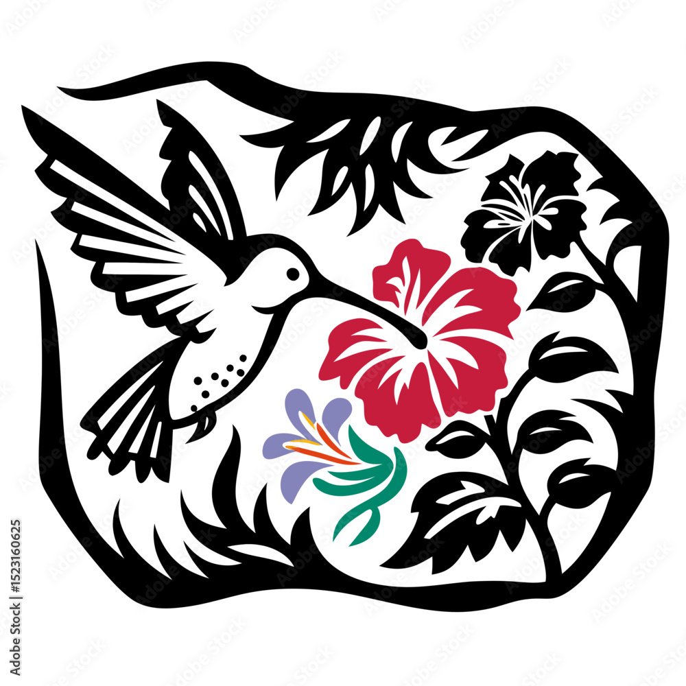 Obraz premium Hummingbird in Flight, Sipping Nectar