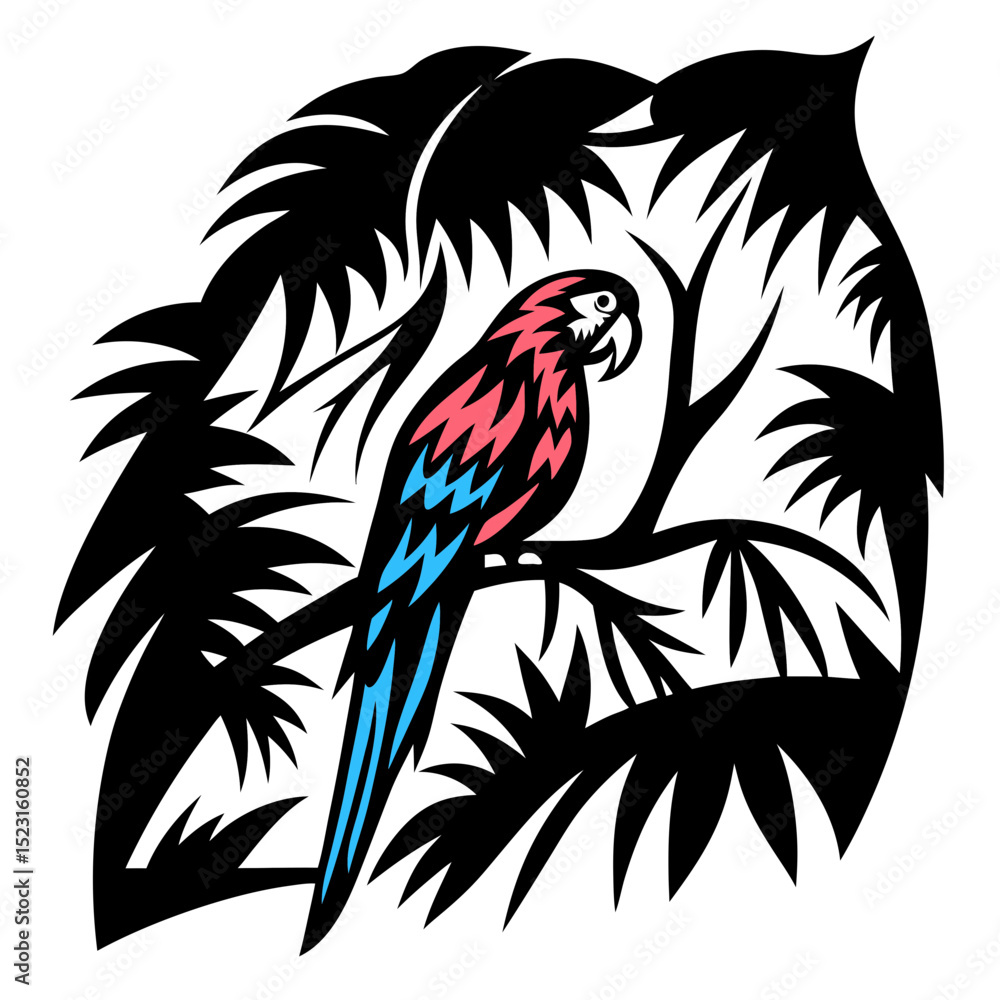 Fototapeta premium Colorful Macaw in Lush Jungle
