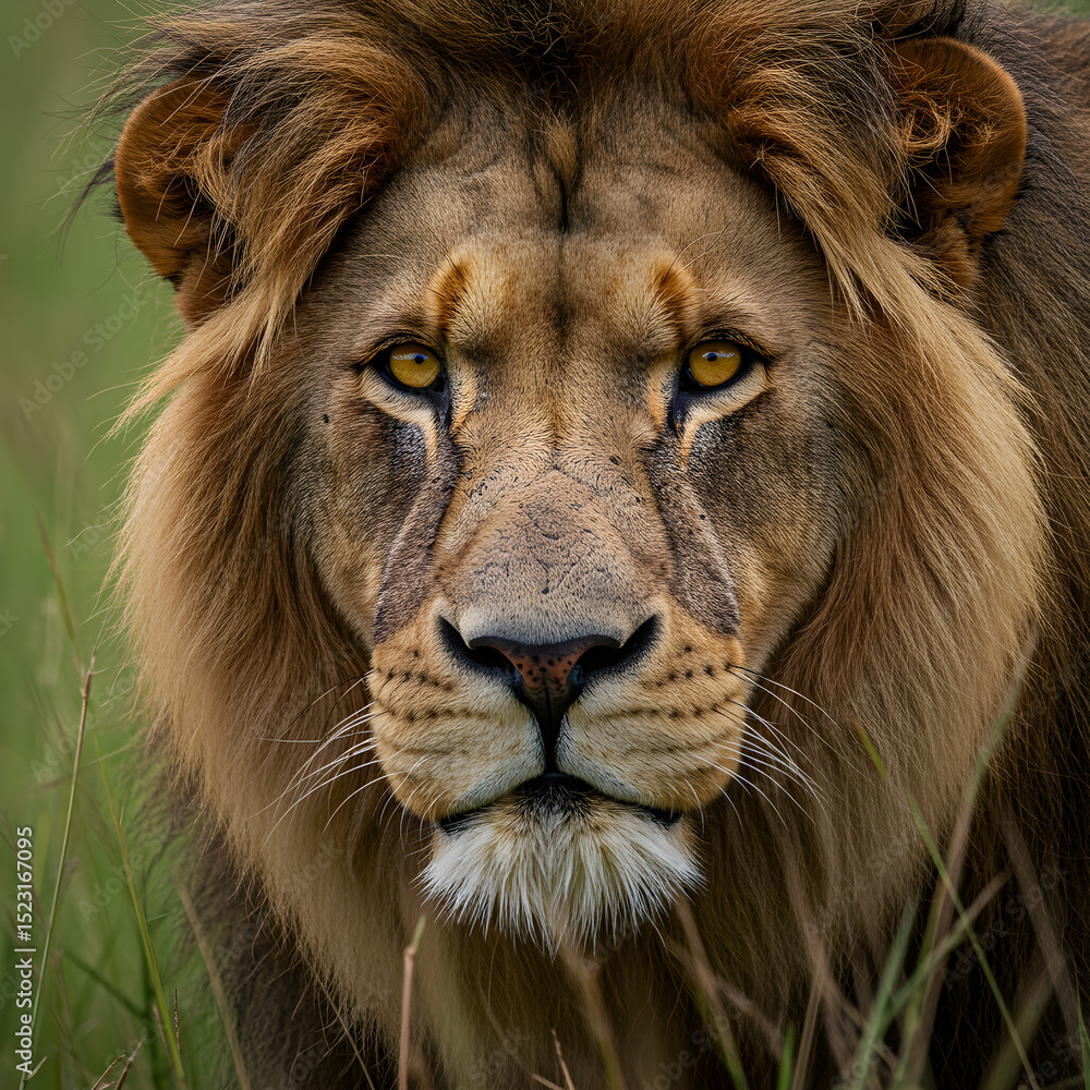 © Tim - Life-like portrait of a lion in tall grass