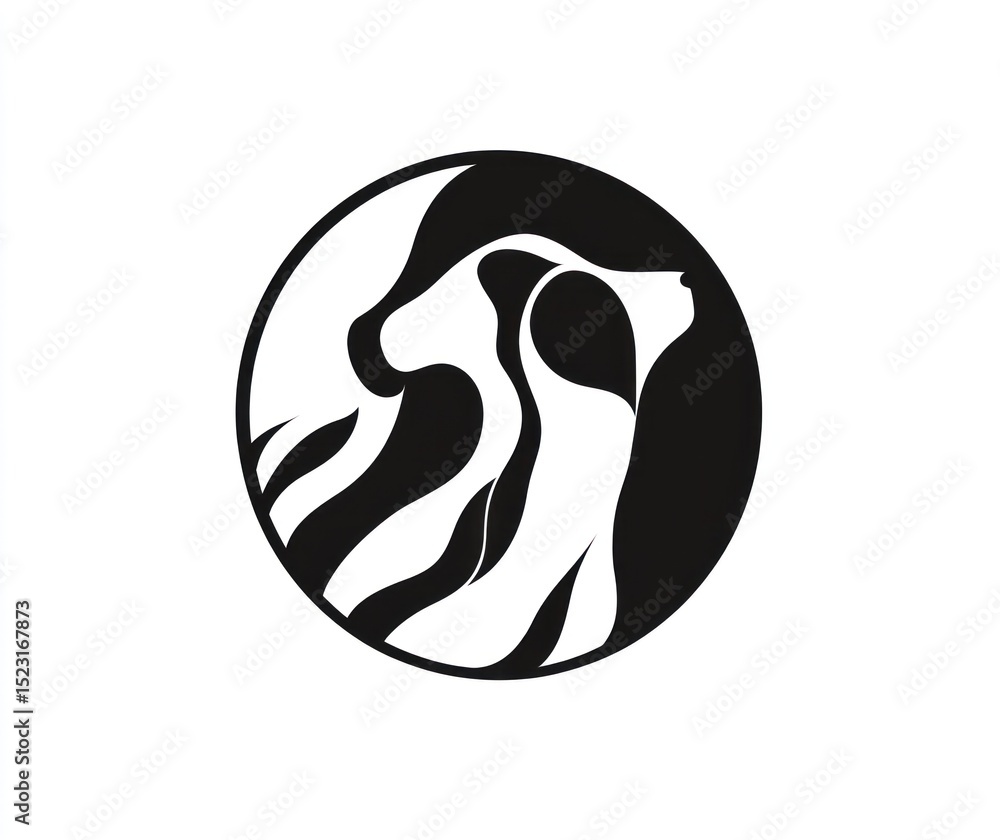 Circular logo featuring stylized dog and cat profiles, yin-yang style Circular logo featuring stylized dog and cat profiles, yin-yang style