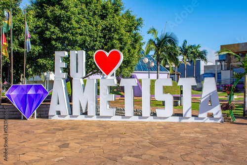 Letreiro Praça - Eu Amo Ametista - Ametista do Sul - RS