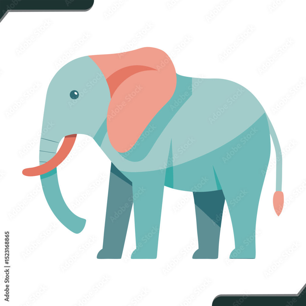Fototapeta premium Minimalist Elephant Illustration A Colorful and Simple Vector Design for Creative Projects
