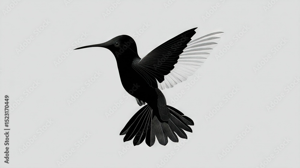 Obraz premium A monochrome bird soaring skyward with extended wings