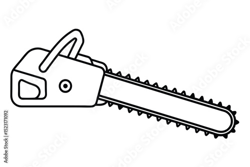 Chainsaw Power Tool Line Art Illustration of a Chainsaw