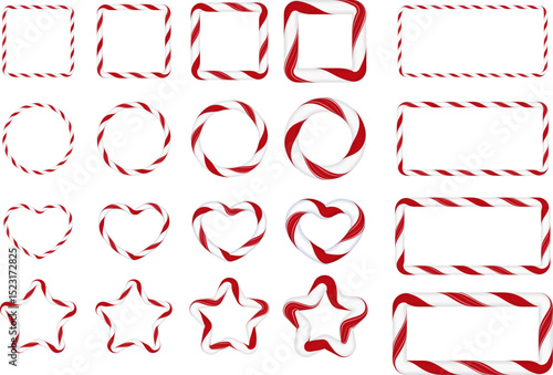 Lollipop Cane. Vector set of geometric frames in different shapes and thickness.