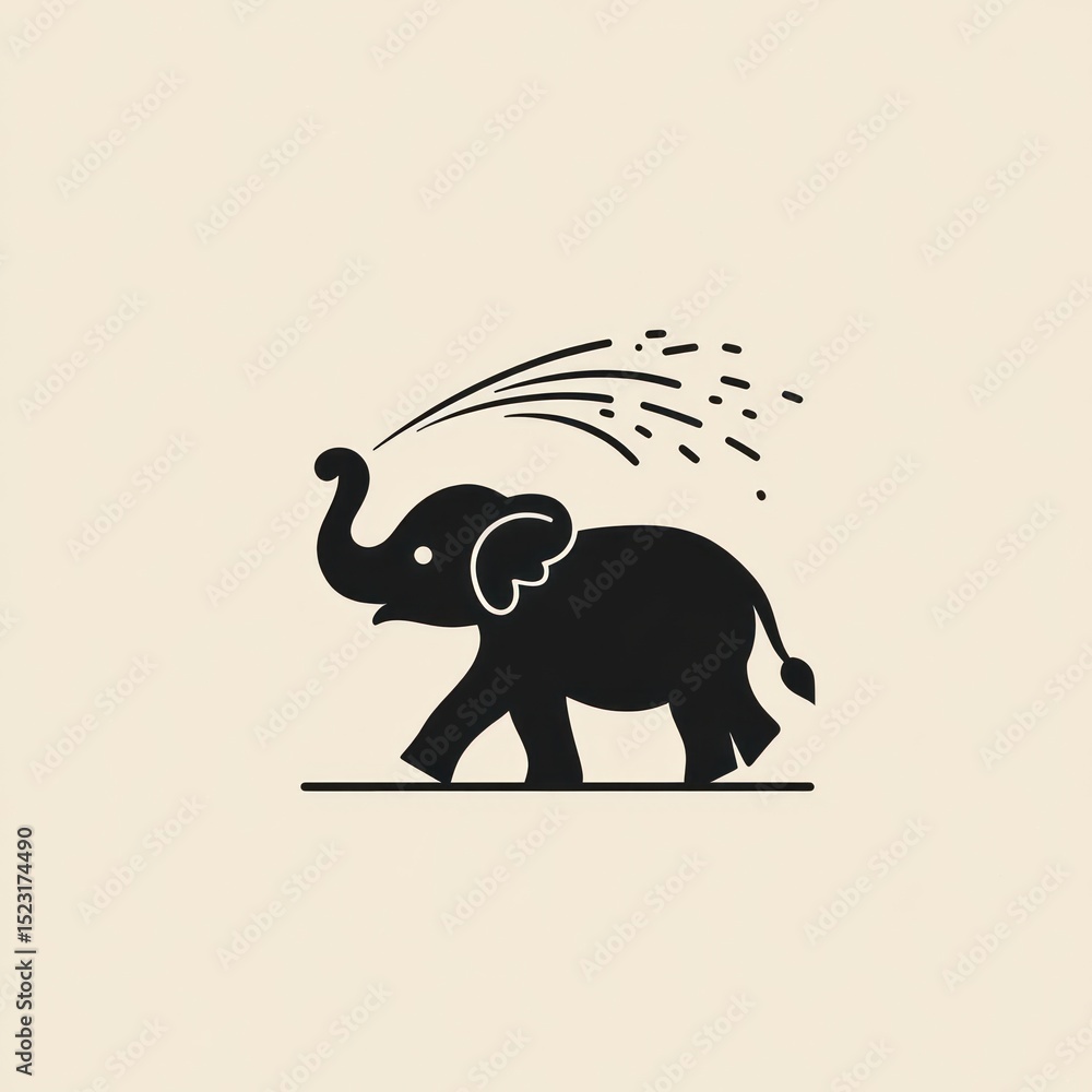 Obraz premium Silhouette of an elephant being sprayed with water