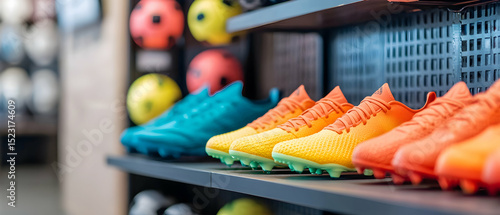 Colorful Soccer Cleats On Display In Sport Store