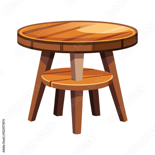 Table vector art illustration. Wooden table isolated on white. 