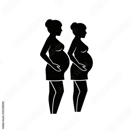 Pregnant women silhouette icons representing motherhood and pregnancy