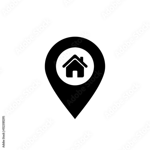 Home location pin icon with house symbol