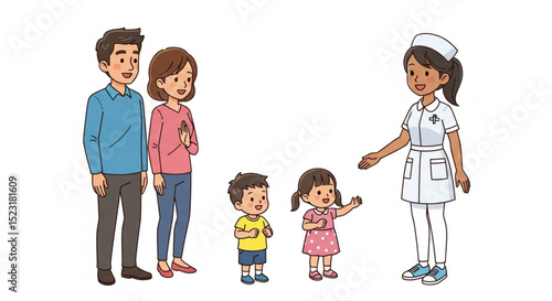 Professional Female Babysitter Nurse Caring for Children at Home Vector Illustration