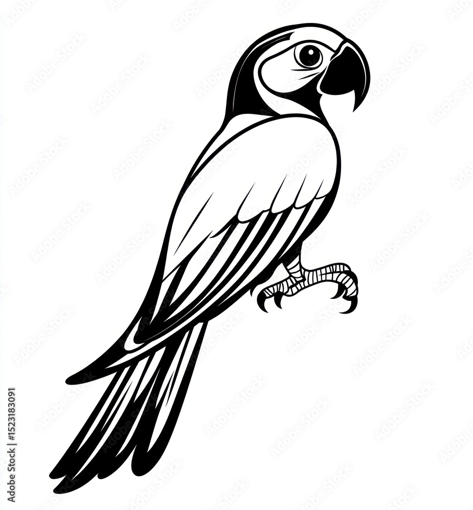 Obraz premium Monochrome parrot profile, stylized