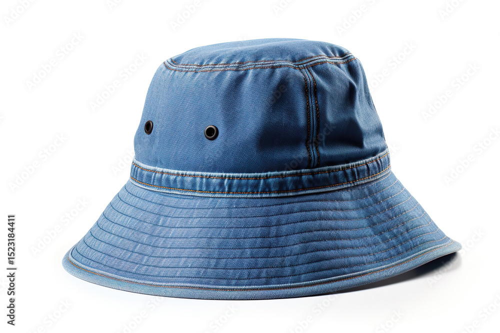 Fototapeta premium Denim bucket hat isolated on white background