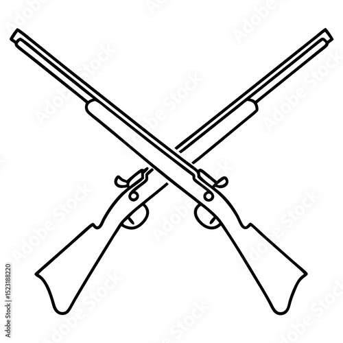 Crossed rifles icon design.  Simple crossed rifles symbol for military emblem or hunting club logo.  Elegant crossed rifles graphic for historical reenactment or firearm related projects.