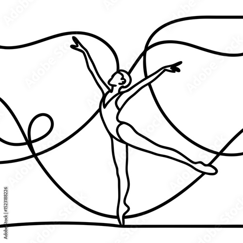 Elegant ballerina performing graceful dance on stage. Solo dancer showcases poise and artistry in elegant pose.