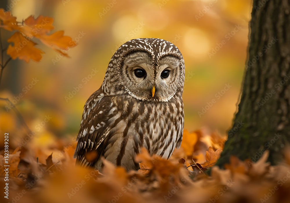 Owl in the autumn forest isolated on transparent background Owl in the autumn forest isolated on transparent background
