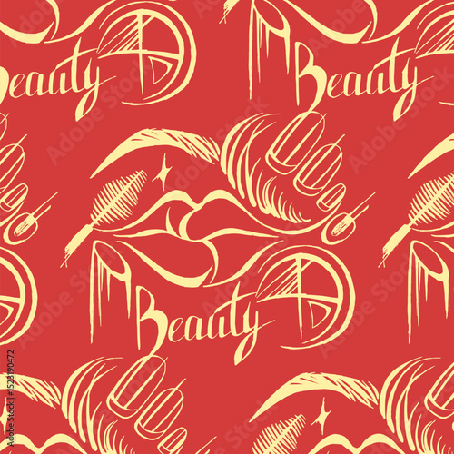 Makeup products realistic vector illustration. Facial cosmetics isolated on abstract geometric background. Advertising mockup, beauty banner template for online store, offer, sale, branding.