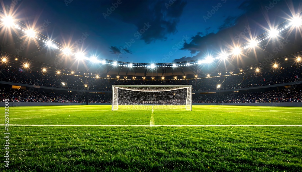Full stadium with fans, night game Full stadium with fans, night game
