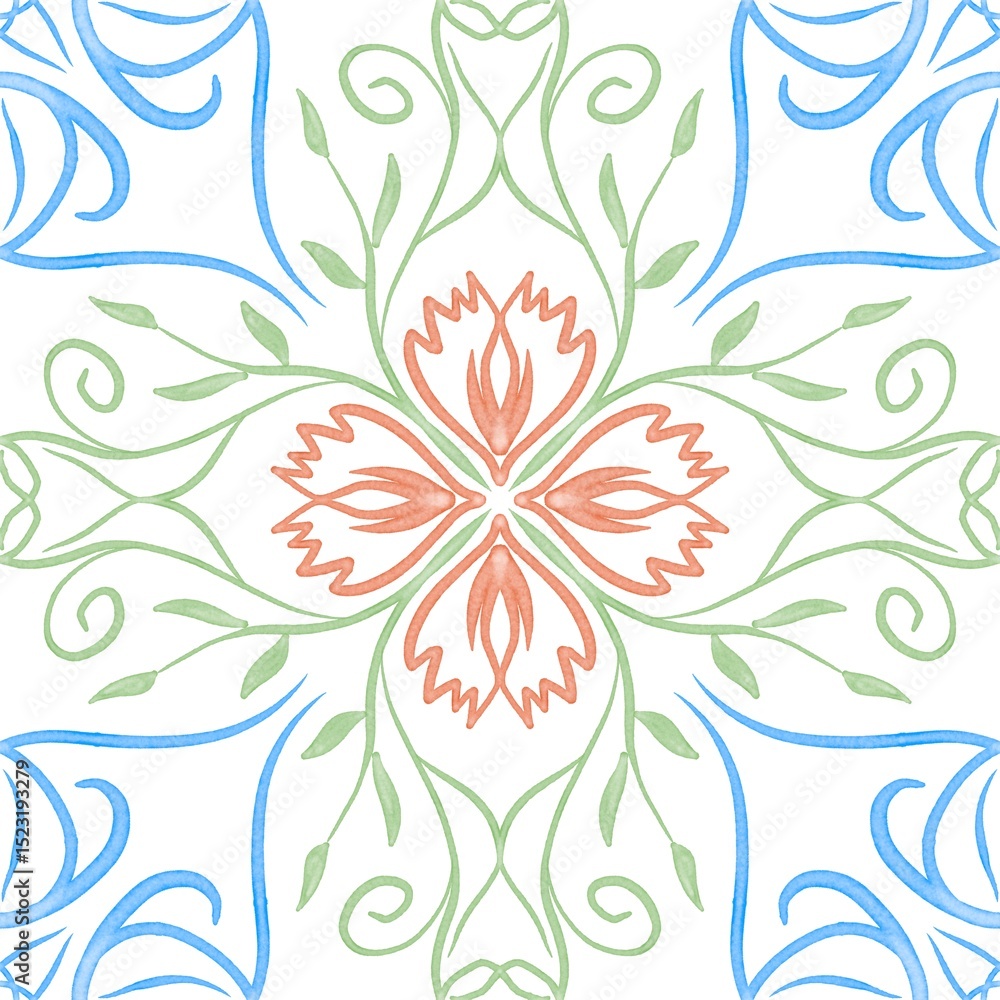 Hand drawn floral seamless pattern. Hand drawn floral seamless pattern.