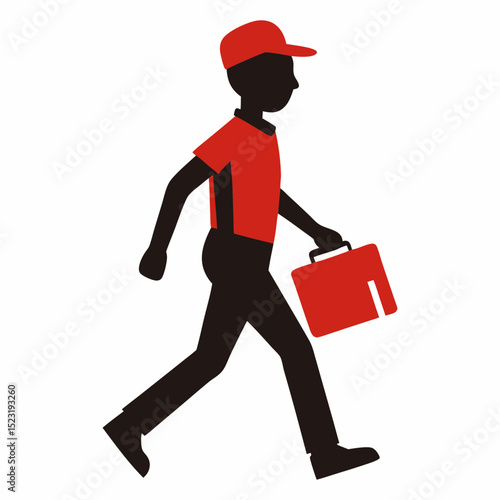 Silhouette vector illustration of a businessman deliveryman