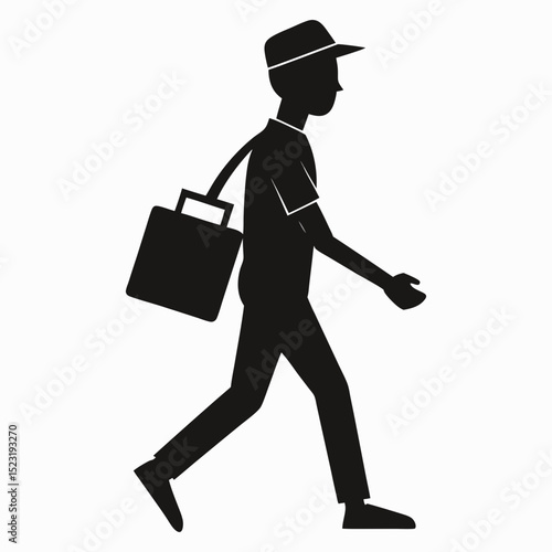 Silhouette vector illustration of a businessman deliveryman