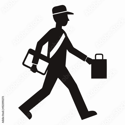Silhouette vector illustration of a businessman deliveryman