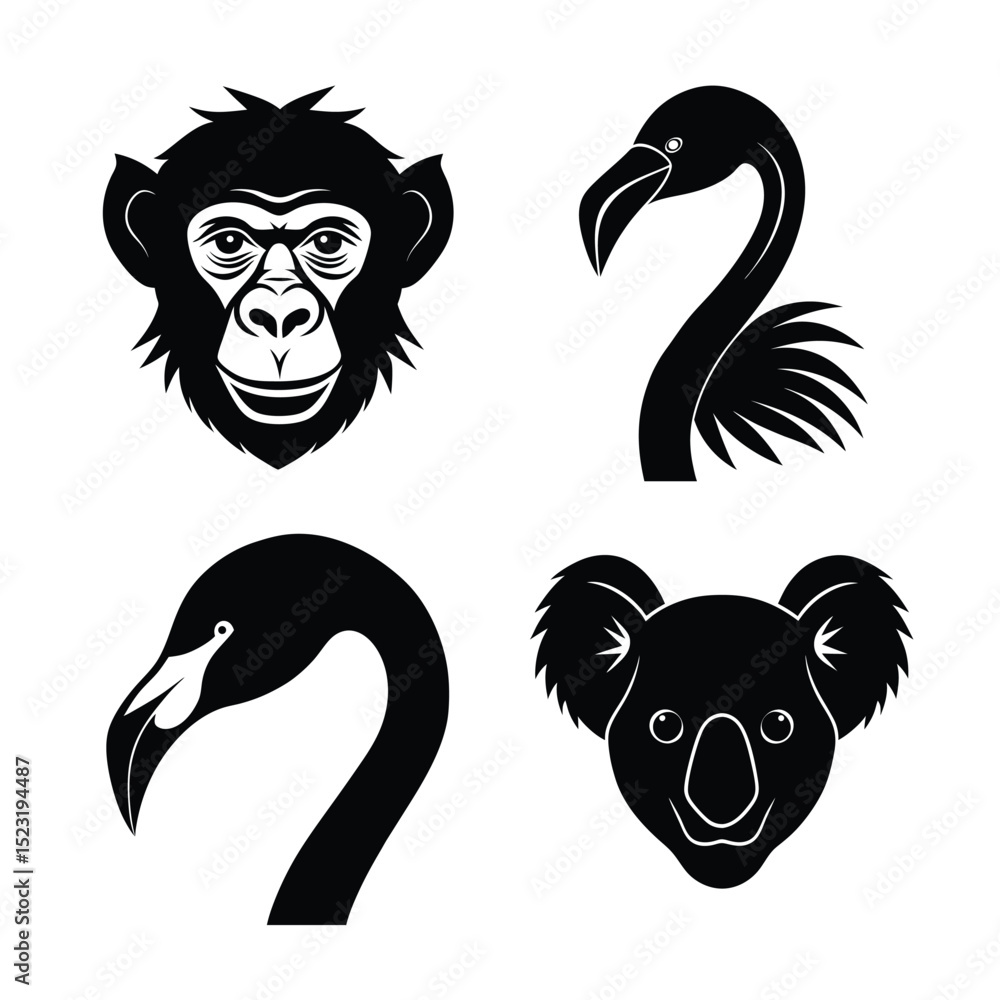 Naklejka premium Animal and bird head bundle design 
