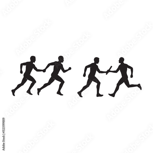 Energetic running silhouettes of multiple figures in motion, perfect for athletic and fitness-themed designs.