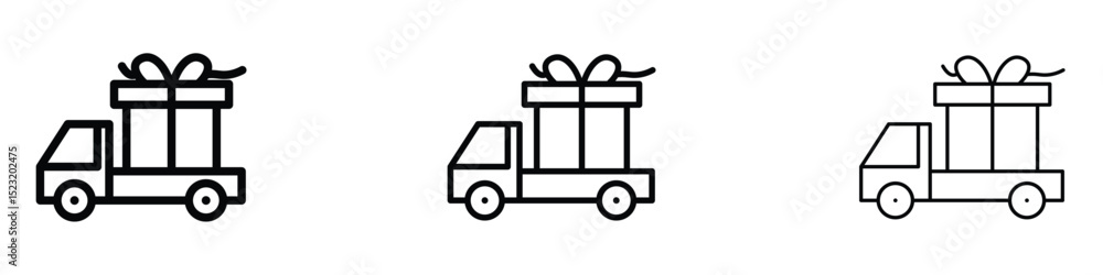 Truck carrying gift box icon Truck carrying gift box icon