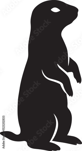 Prairie dog black silhouette simple pose, Standing prairie dog vector illustration