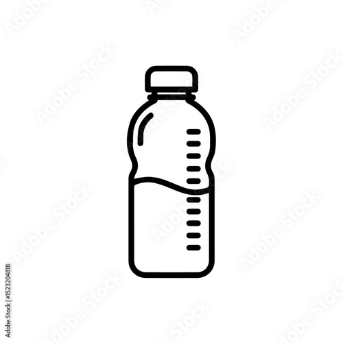 Plastic bottle with water, perfect for fitness and hydration.  This simple bottle icon is ideal for water, sports drinks, and electrolyte beverages.