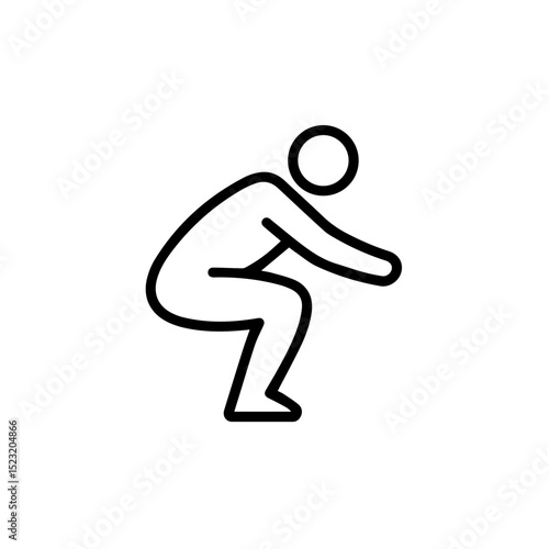 Simple line drawing of person in squat position.  Illustrative figure shows fitness exercise or lab research posture. This image is perfect for fitness guides, scientific publications,