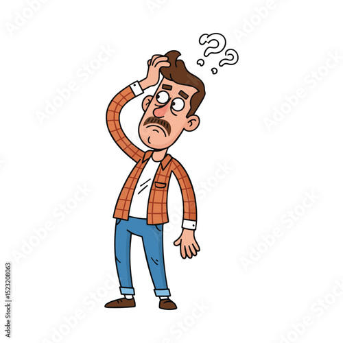 Confused Man with Question Marks Art & Illustration