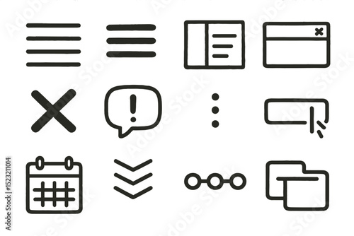 Minimalist interface icons collection for web and app design