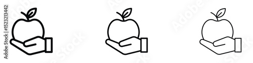 Apple in hand icon