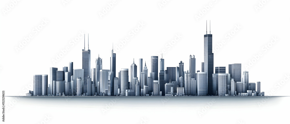 Fototapeta premium Monochrome City Skyline Illustration